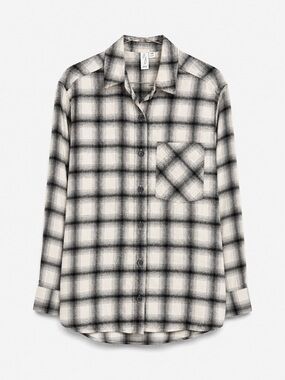 JOIE plaid flannel shirt black white oversized cotton button up M